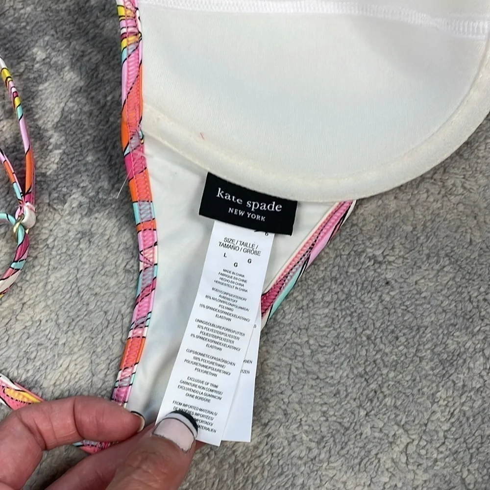 New Kate Spade Underwire Bikini Top and Bottom 2 Piece Swim Anemone Floral L